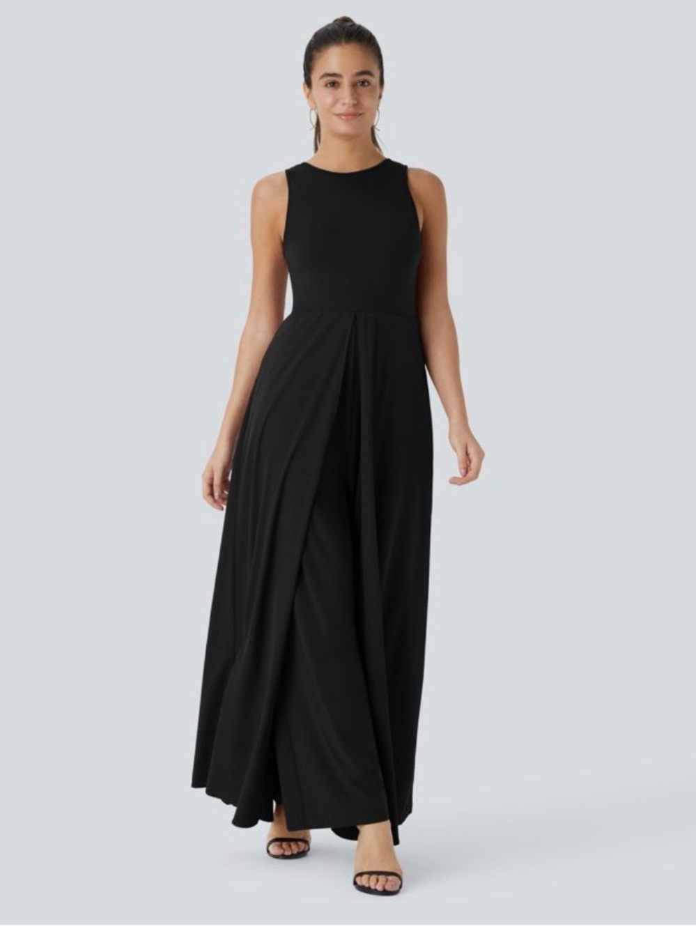 HALARA Black Breezeful Zipper Sleeveless Pocket Contrast Quick Dry Jumpsuit XL - Picture 2 of 14